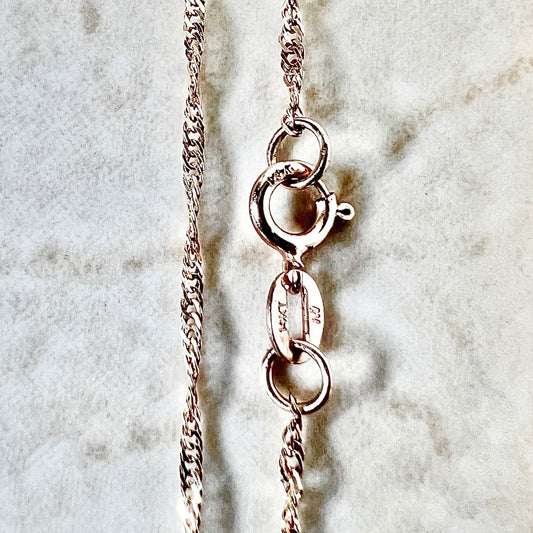 Vintage 14 Karat Rose Gold 18.25 Inches Singapore Chain Necklace - WeilJewelry