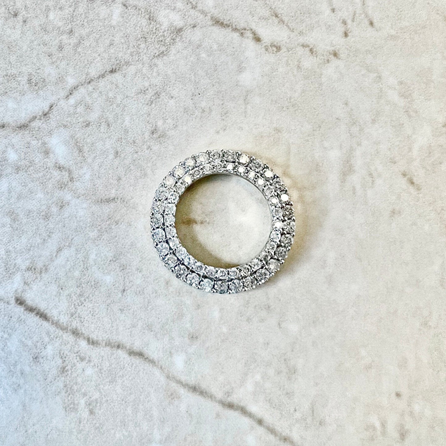 Vintage 14 Karat Two - Tone Gold 1.50 Carats Diamond Circle Pendant - WeilJewelry