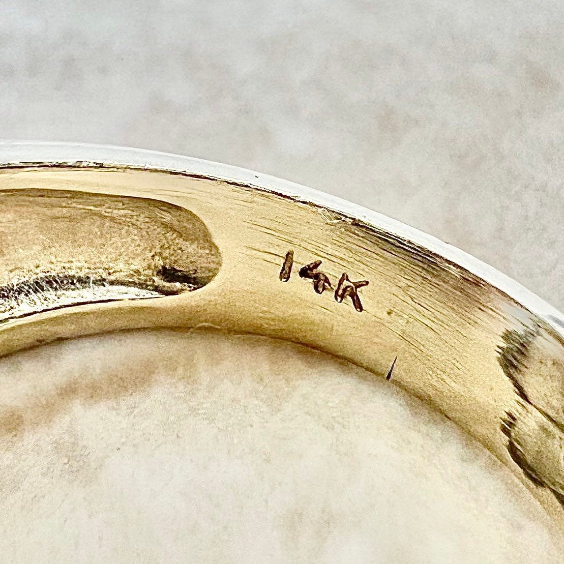 Vintage 14 Karat Two - Tone Gold Diamond Crossover Band Ring - WeilJewelry