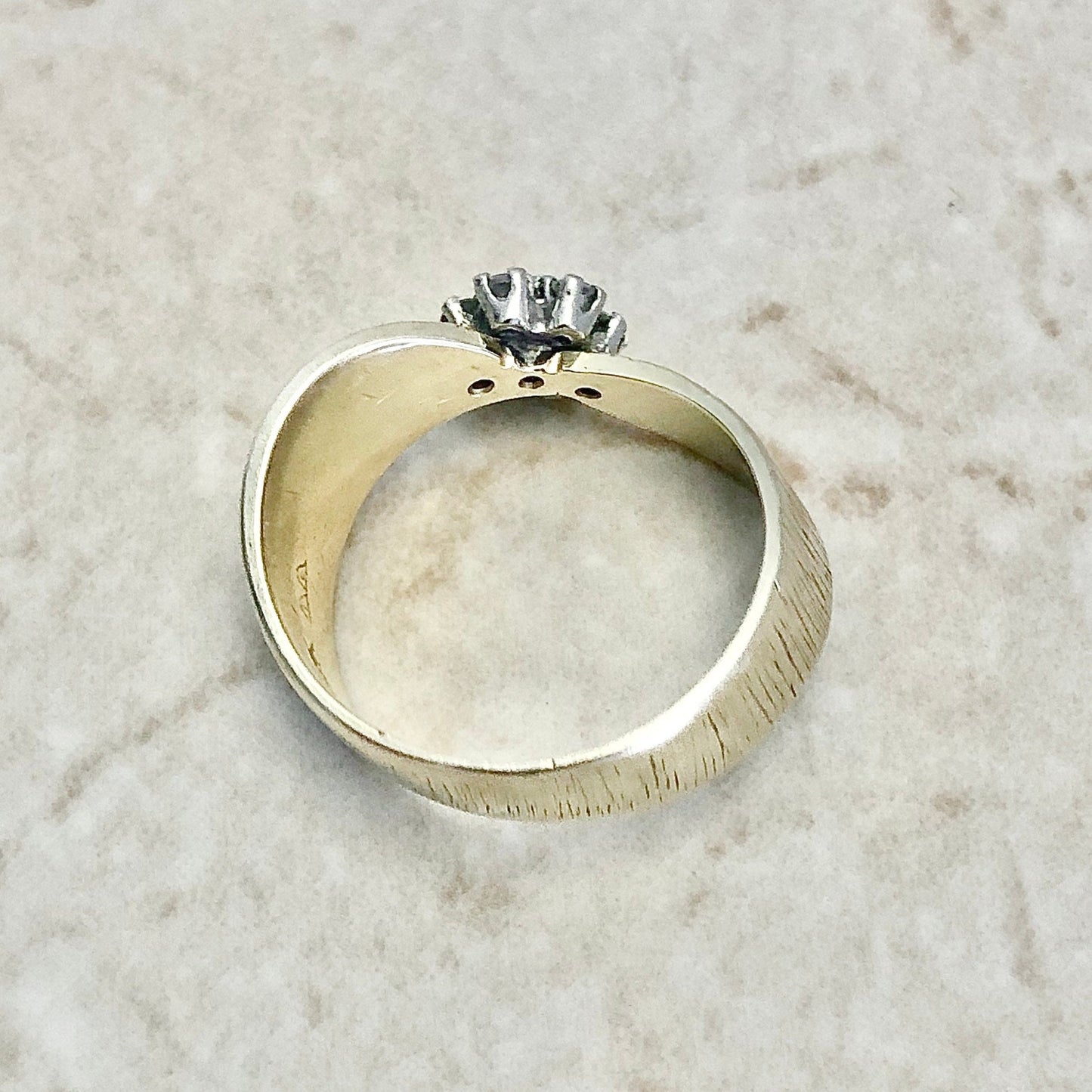 CLEARANCE 40% OFF - Vintage 14 Karat Two - Tone Gold Diamond Flower Cocktail Ring - WeilJewelry