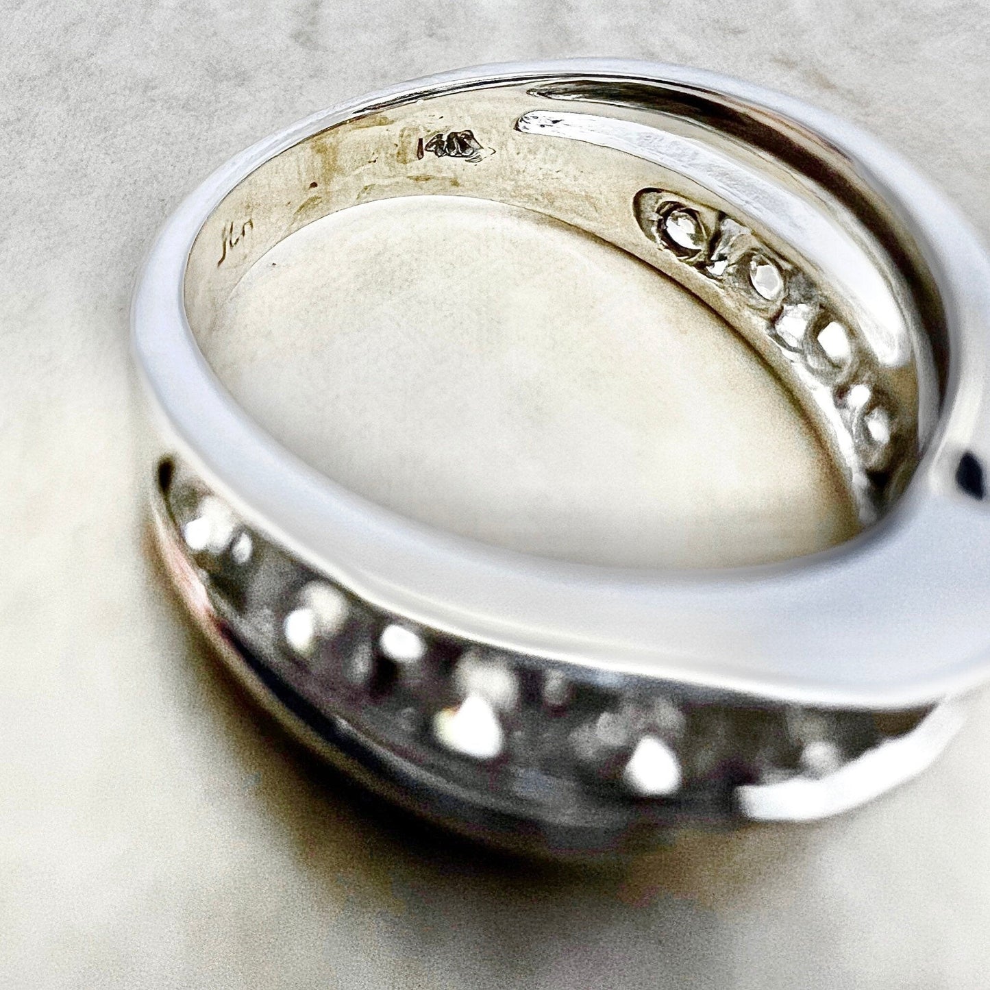 Vintage 14 Karat White Gold 1 Carat Diamond Crossover Half - Eternity Band Ring - WeilJewelry