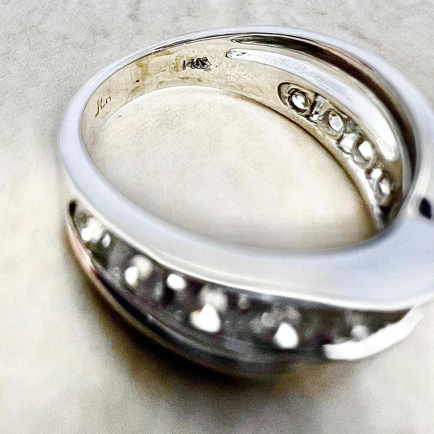 Vintage 14 Karat White Gold 1 Carat Diamond Crossover Half - Eternity Band Ring - WeilJewelry