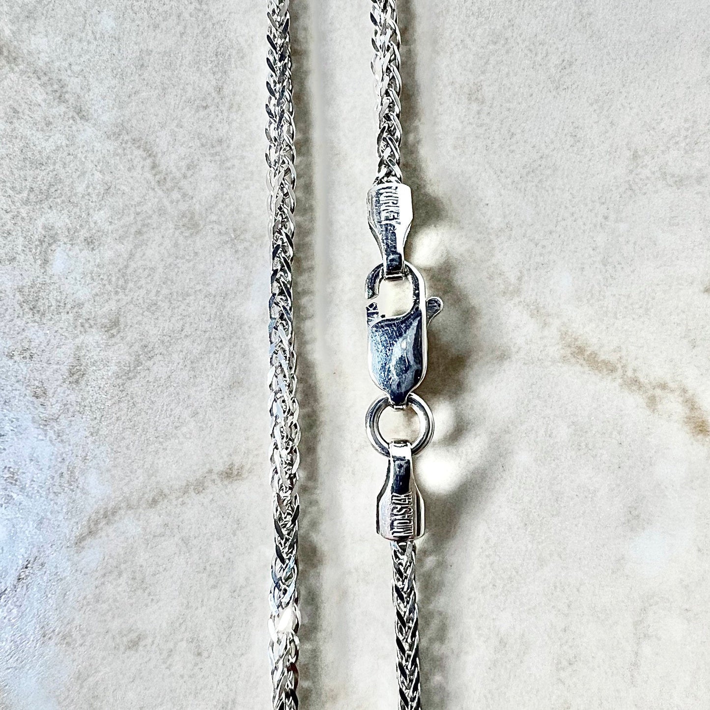 Vintage 14 Karat White Gold 18 Inches Wheat Chain Necklace - WeilJewelry