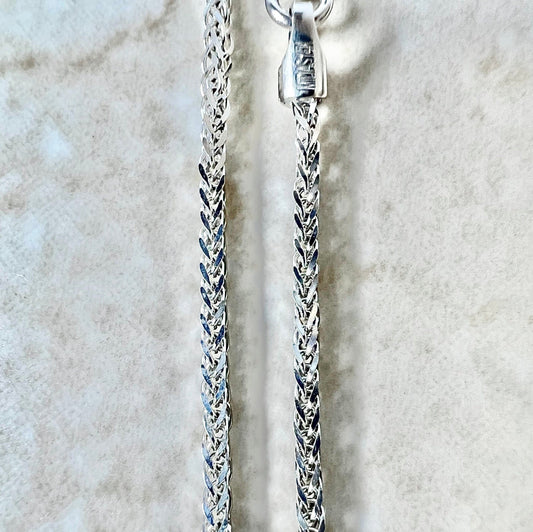 Vintage 14 Karat White Gold 18 Inches Wheat Chain Necklace - WeilJewelry