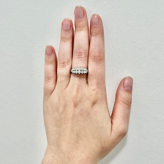 Vintage 14 Karat White Gold Double Row 1 Carat Diamond Ring - WeilJewelry