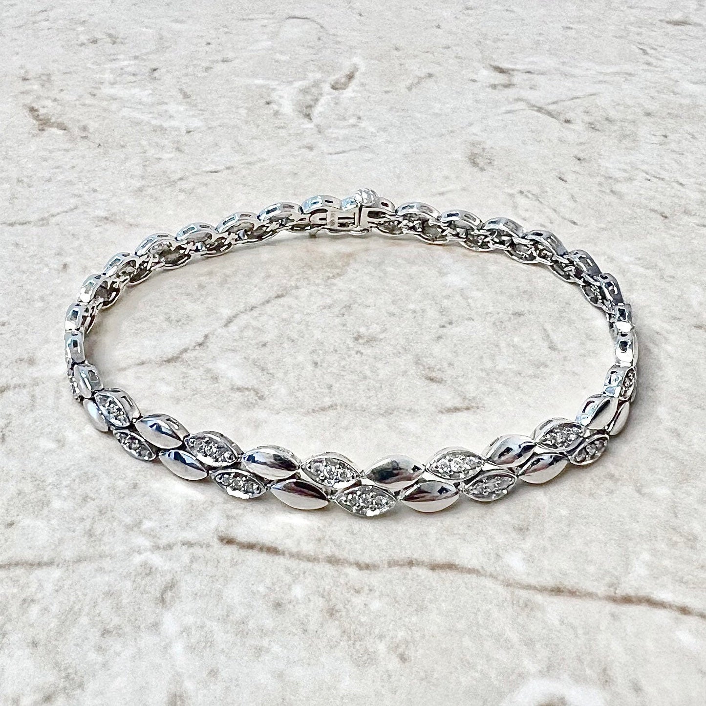 Vintage 14 Karat White Gold Double Row 1 Carat Diamond Tennis Bracelet - WeilJewelry