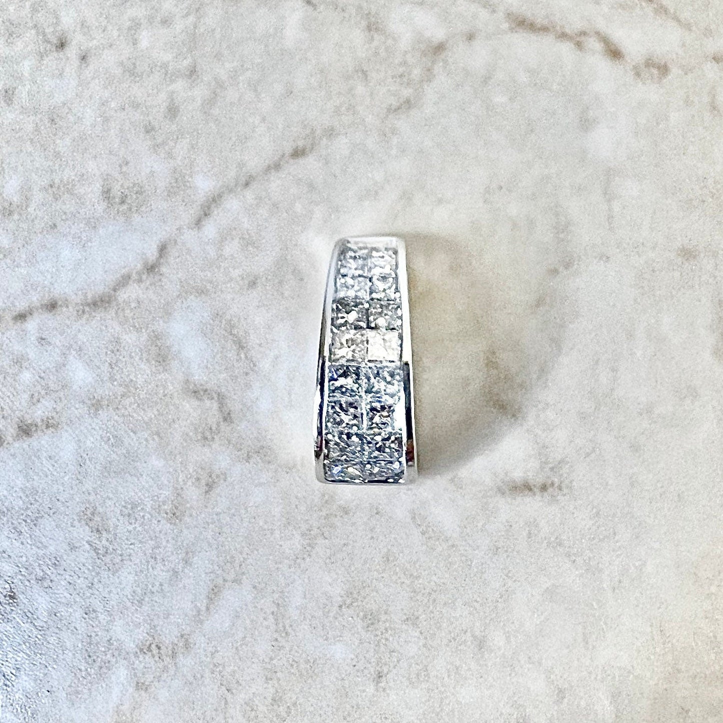 CLEARANCE 40% OFF - Vintage 14 Karat White Gold Princess Cut Diamond Cluster Pendant - WeilJewelry