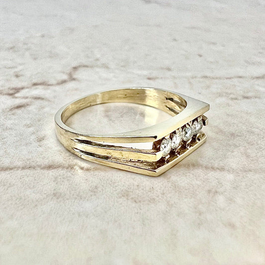 Vintage 14 Karat Yellow Gold 0.20 Carat Diamond Four - Stone Ring - WeilJewelry