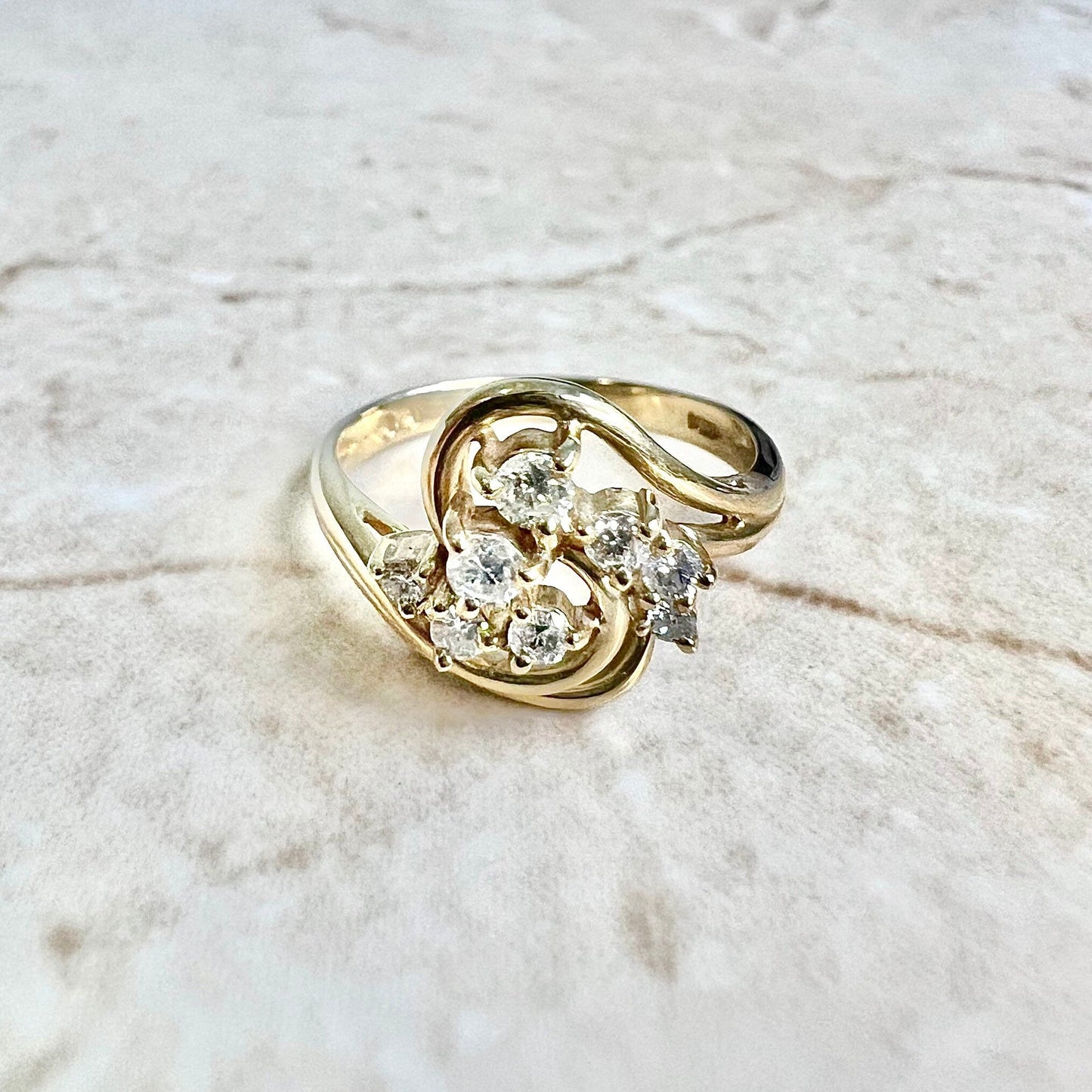 Vintage 14 Karat Yellow Gold 0.25 Carat Diamond Cocktail Ring - WeilJewelry