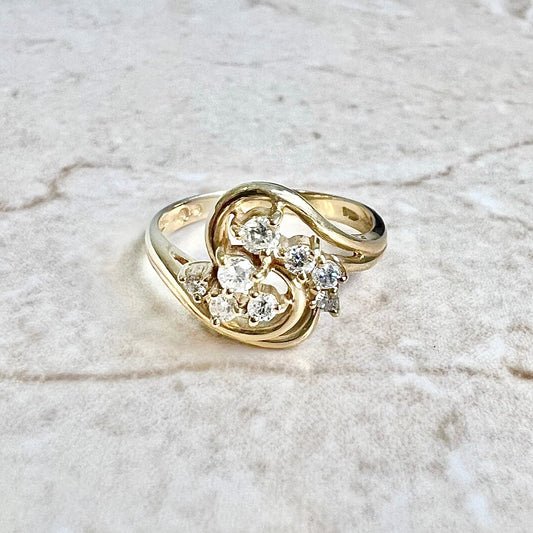 Vintage 14 Karat Yellow Gold 0.25 Carat Diamond Cocktail Ring - WeilJewelry