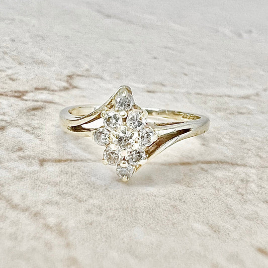 Vintage 14 Karat Yellow Gold 0.30 Carat Diamond Cluster Ring - WeilJewelry