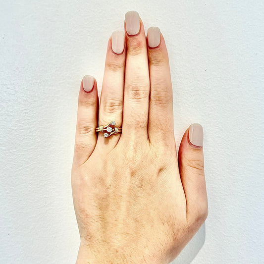 CLEARANCE 40% OFF - Vintage 14 Karat Yellow Gold 0.40 Carat Diamond Three - Stone Ring - WeilJewelry