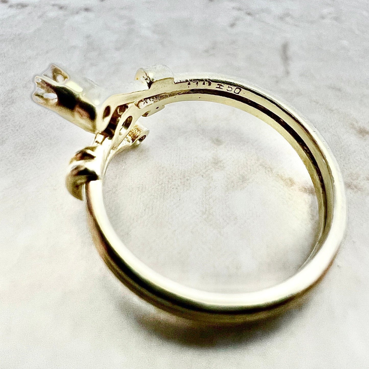 CLEARANCE 40% OFF - Vintage 14 Karat Yellow Gold 0.40 Carat Diamond Three - Stone Ring - WeilJewelry