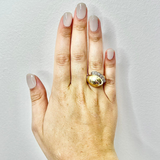 Vintage 14 Karat Yellow Gold 0.45 Carat Diamond Dome Ring - WeilJewelry