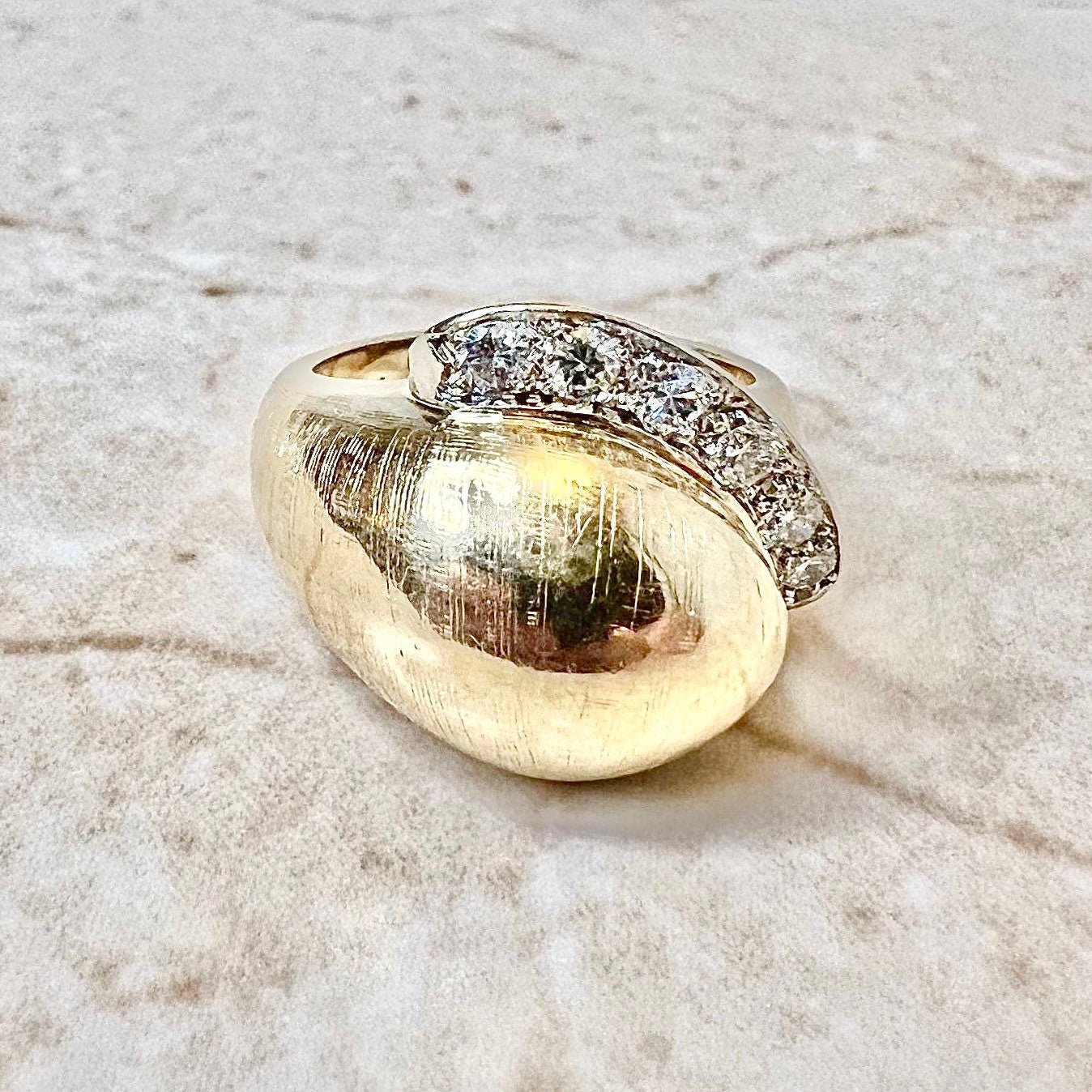 Vintage 14 Karat Yellow Gold 0.45 Carat Diamond Dome Ring - WeilJewelry