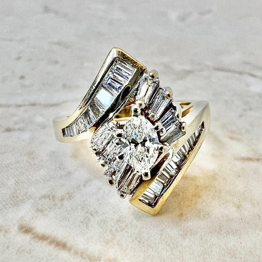 Vintage 14 Karat Yellow Gold 0.90 Carat Diamond Ring - WeilJewelry
