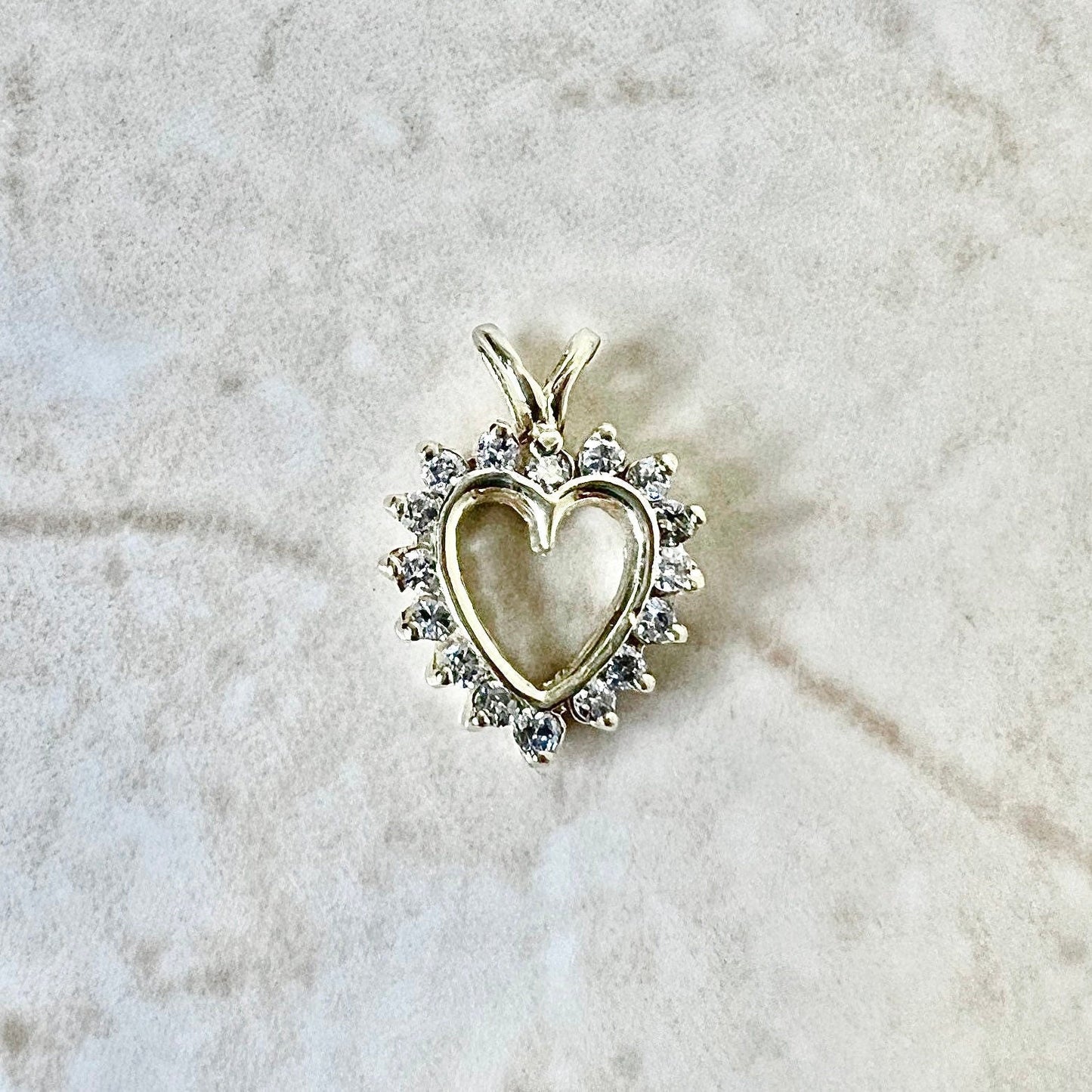 Vintage 14 Karat Yellow Gold 1 Carat Diamond Heart Pendant - WeilJewelry