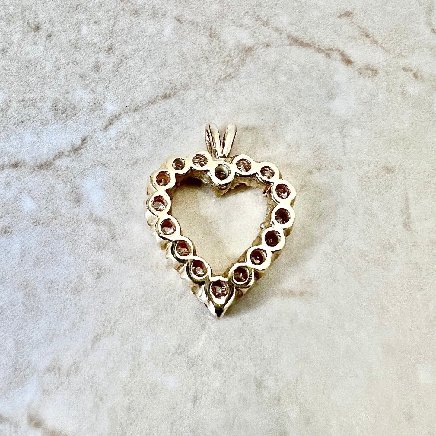 Vintage 14 Karat Yellow Gold 1 Carat Diamond Heart Pendant - WeilJewelry