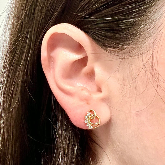 Vintage 14 Karat Yellow Gold 1/4 Carat Diamond Stud Earrings - WeilJewelry