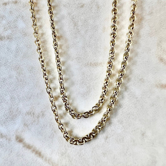 Vintage 14 Karat Yellow Gold 15.75 Inches Cable Chain Necklace - WeilJewelry