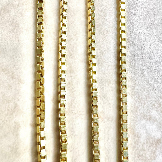 Vintage 14 Karat Yellow Gold 16 Inch Box Chain Necklace - WeilJewelry