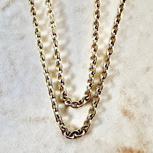 Vintage 14 Karat Yellow Gold 16.5 Inches Cable Chain Necklace - WeilJewelry