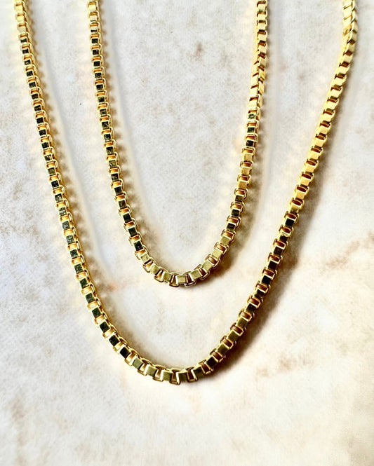 Vintage 14 Karat Yellow Gold 18.25 Inches Box Chain Necklace - WeilJewelry