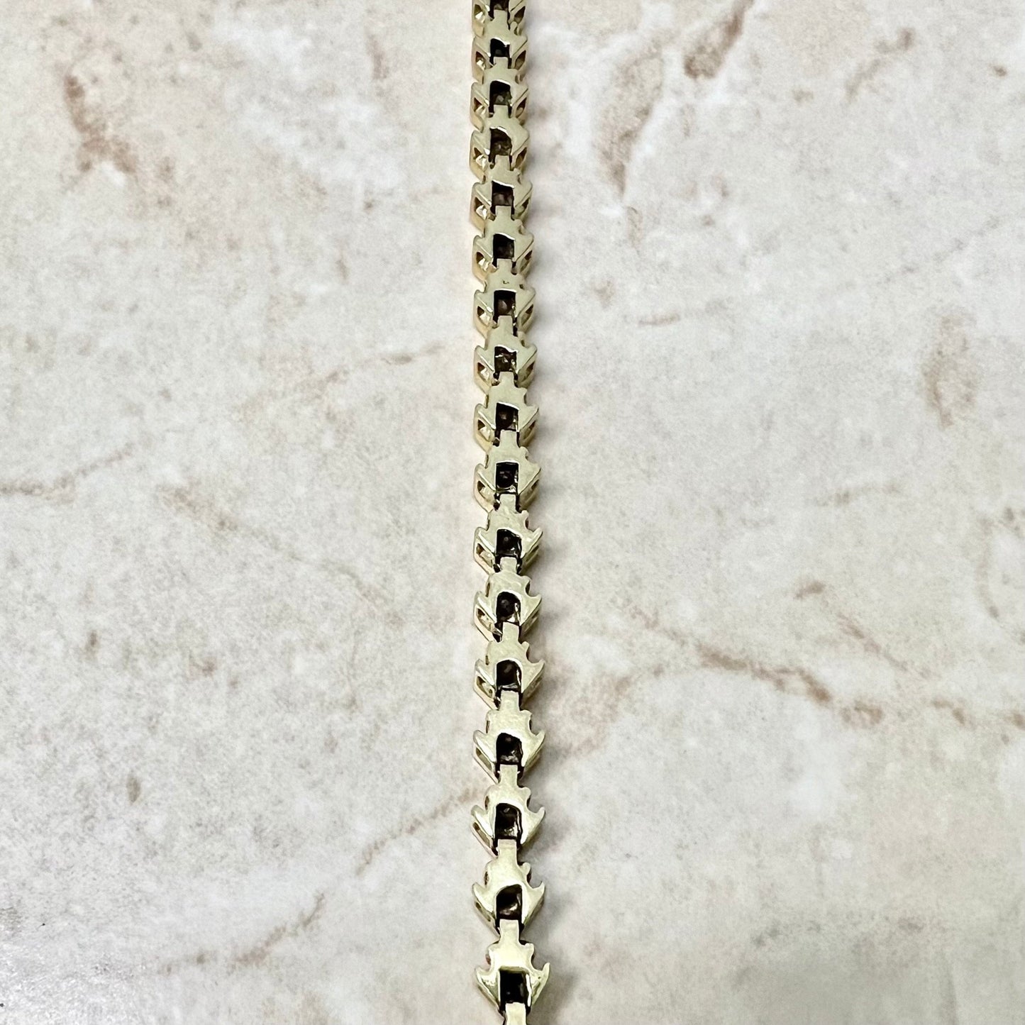 Vintage 14 Karat Yellow Gold 2.50+ Carats Diamond Tennis Bracelet With Chevron Design - WeilJewelry