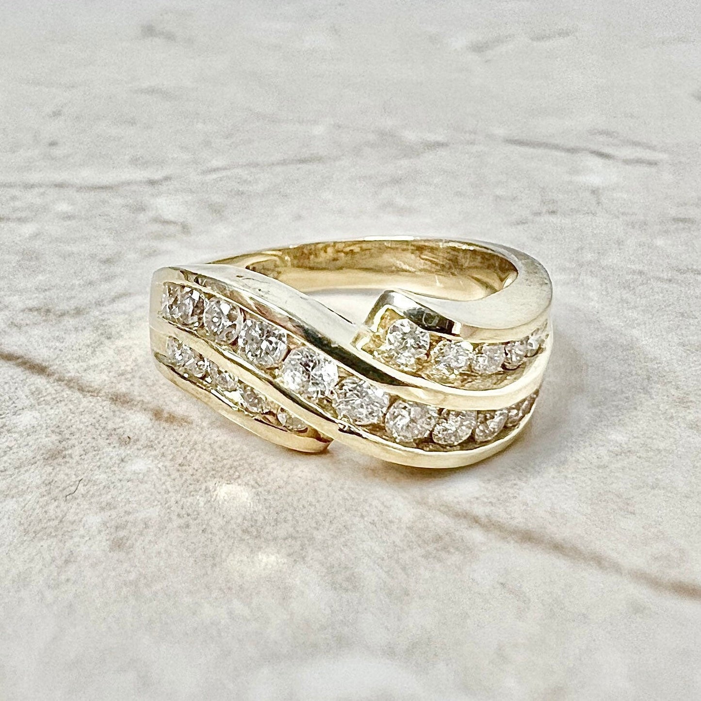 Vintage 14 Karat Yellow Gold 3/4 Carat Diamond Anniversary Ring - WeilJewelry