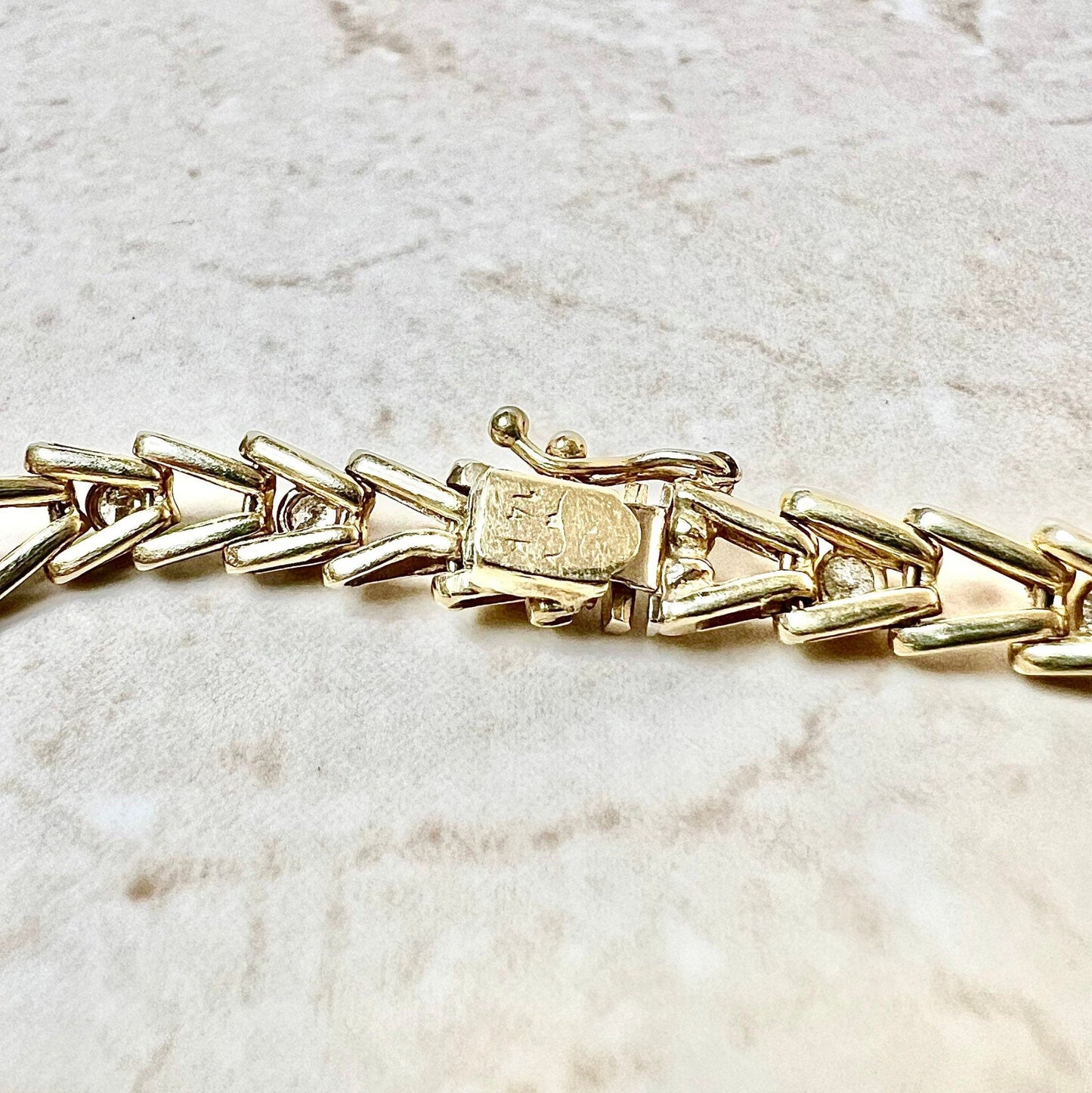Vintage 14 Karat Yellow Gold Bezel - Set 1 Carat Diamond Tennis Bracelet - WeilJewelry