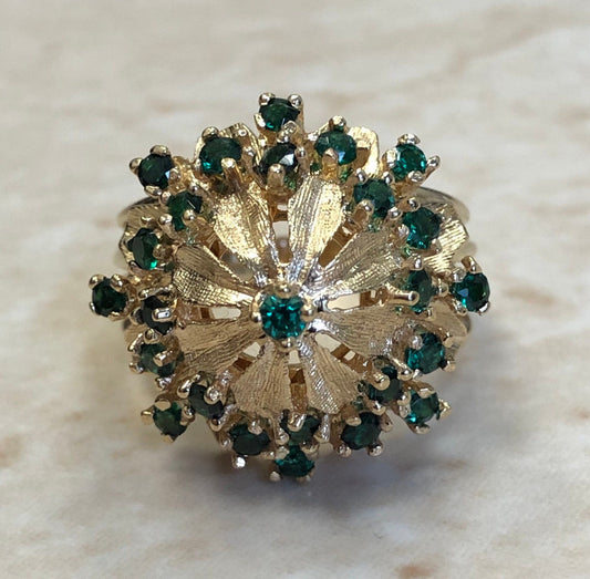 Vintage 14 Karat Yellow Gold Chrome Tourmaline Cocktail Ring - WeilJewelry