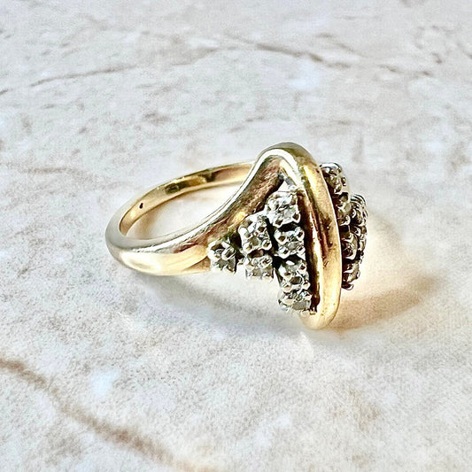 Vintage 14 Karat Yellow Gold Diamond Cluster Ring - WeilJewelry