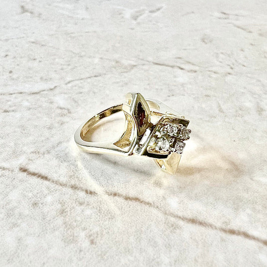 Vintage 14 Karat Yellow Gold Diamond Cocktail Ring - WeilJewelry