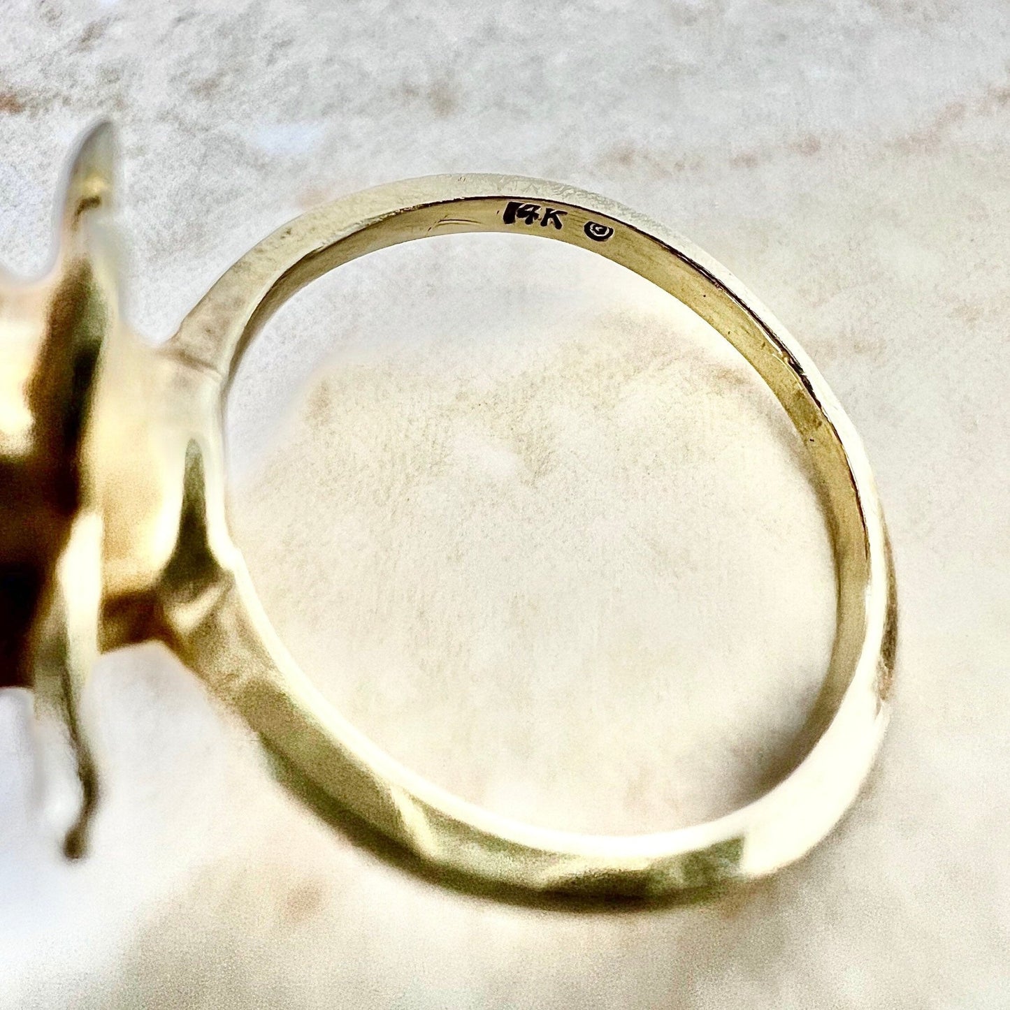 Vintage 14 Karat Yellow Gold Diamond Flower Cocktail Ring - WeilJewelry