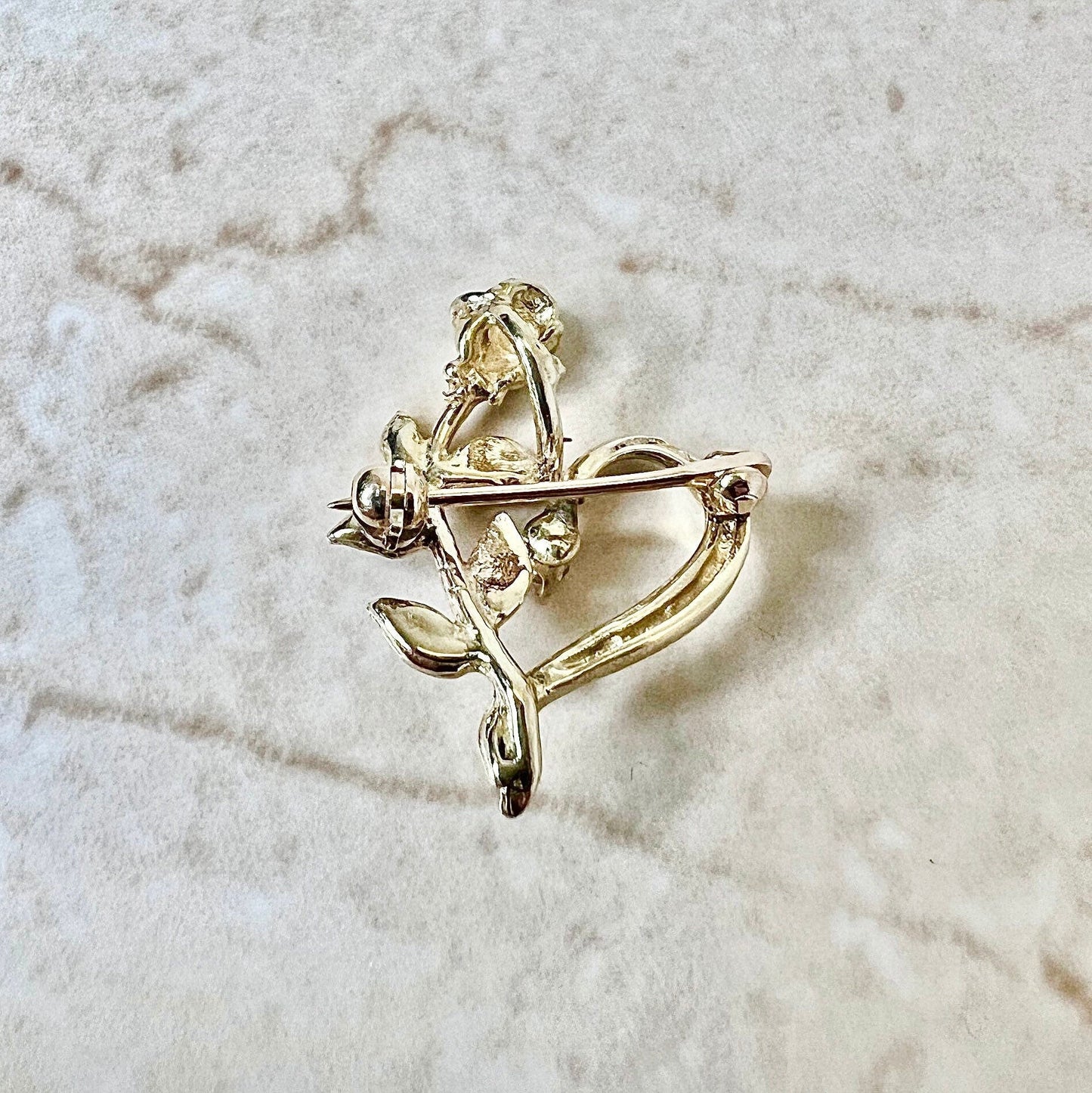 Vintage 14 Karat Yellow Gold Diamond Heart Pendant & Brooch - WeilJewelry