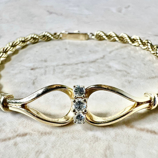 Vintage 14 Karat Yellow Gold Diamond Rope Bracelet - WeilJewelry