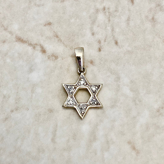 Vintage 14 Karat Yellow Gold Diamond Star Of David Pendant - WeilJewelry