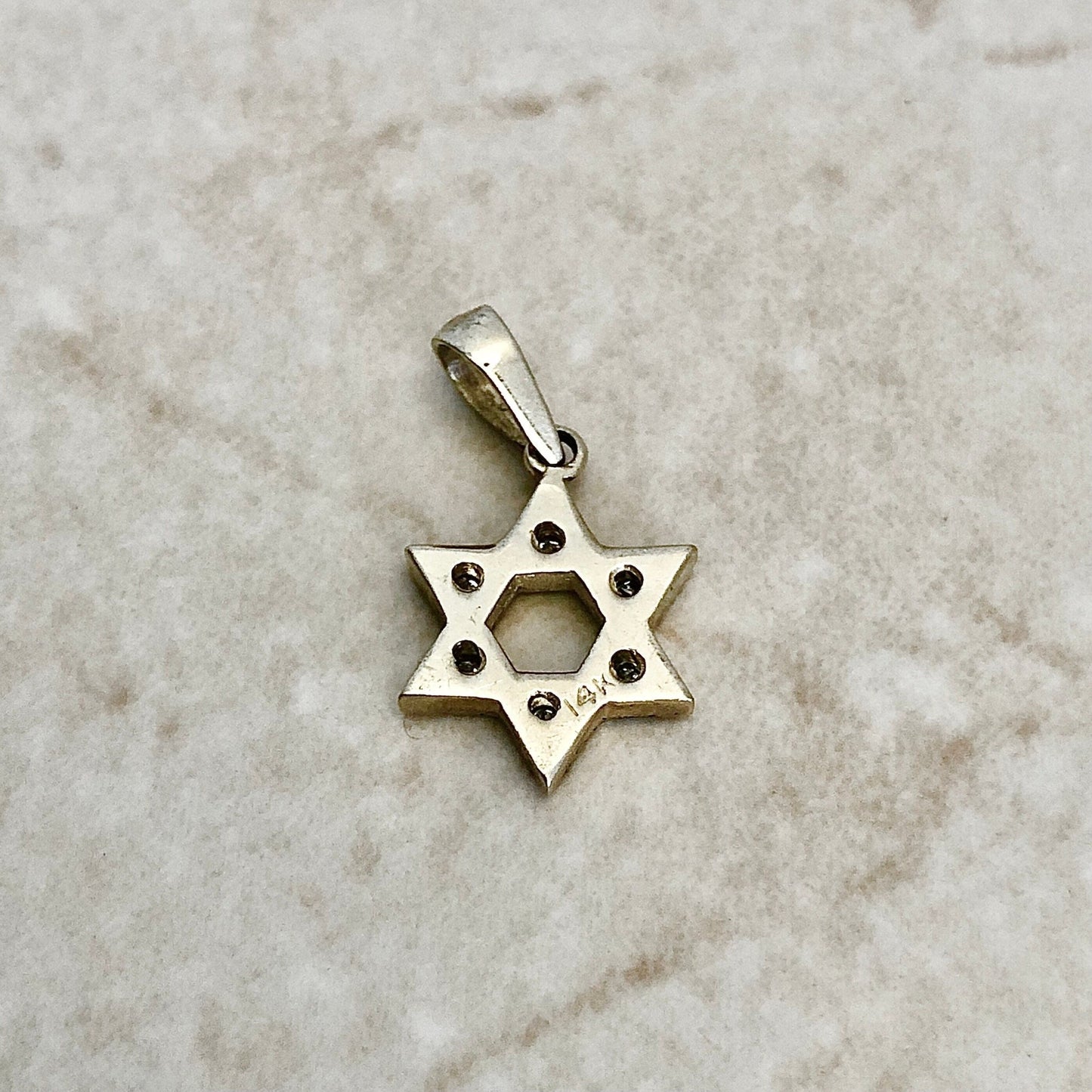 Vintage 14 Karat Yellow Gold Diamond Star Of David Pendant - WeilJewelry