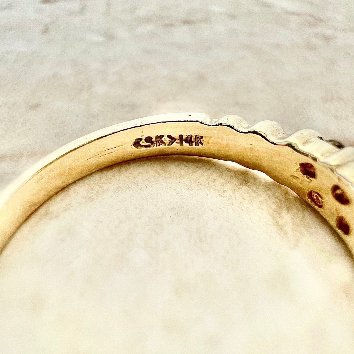 Vintage 14 Karat Yellow Gold Double - Row 0.30 Carat Diamond Band Ring - WeilJewelry