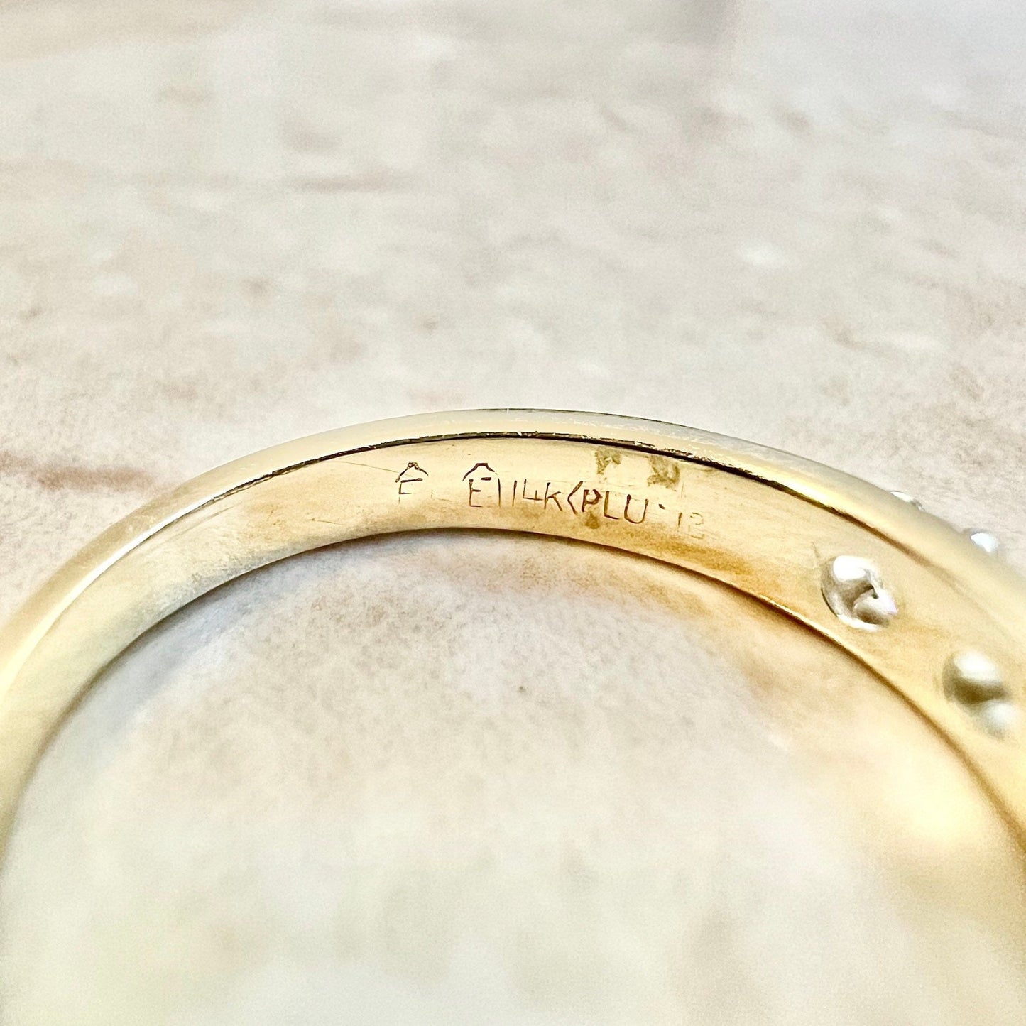 Vintage 14 Karat Yellow Gold Five - Stone 1/3 Carat Diamond Band Ring - WeilJewelry