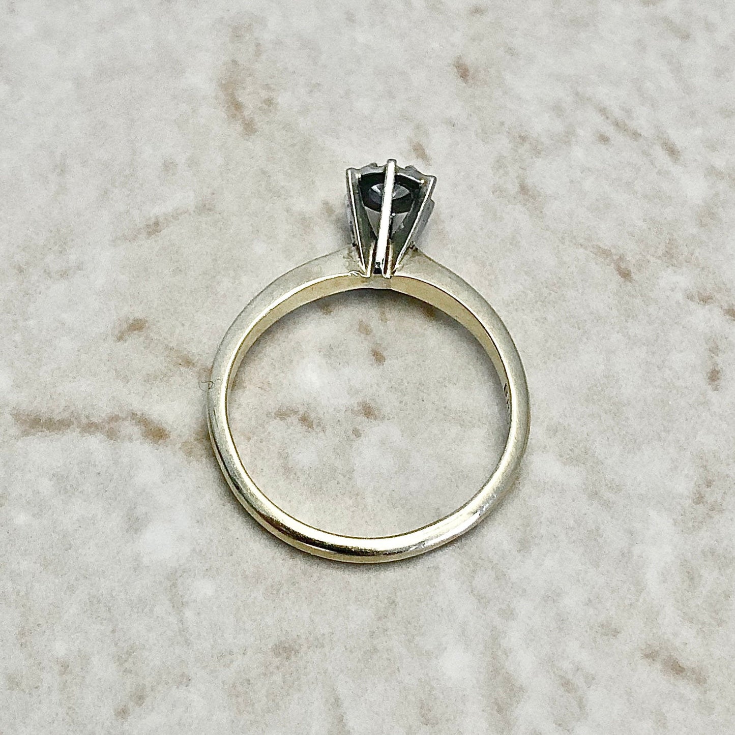 CLEARANCE 40% OFF - Vintage 14 Karat Yellow Gold Illusion Diamond Solitaire Engagement Ring - WeilJewelry