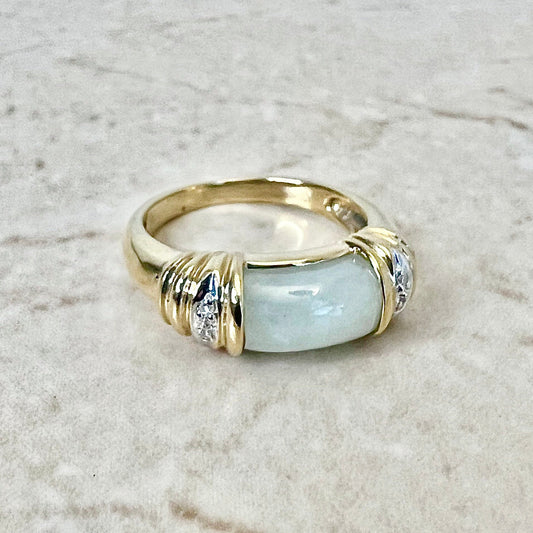 Vintage 14 Karat Yellow Gold Jadeite & Diamond Cocktail Ring - WeilJewelry