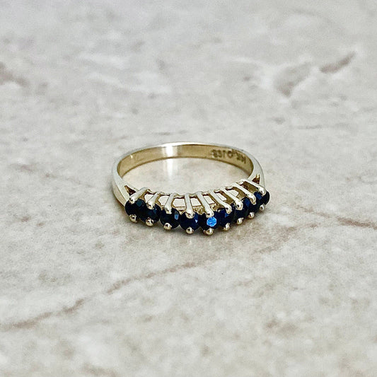 Vintage 14 Karat Yellow Gold Natural Sapphire Band Ring - WeilJewelry