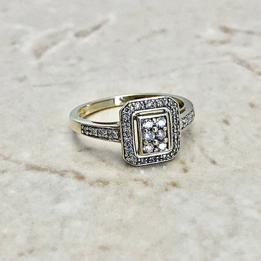 CLEARANCE 40% OFF - Vintage 14 Karat Yellow Gold Pave Diamond Cluster Ring - WeilJewelry