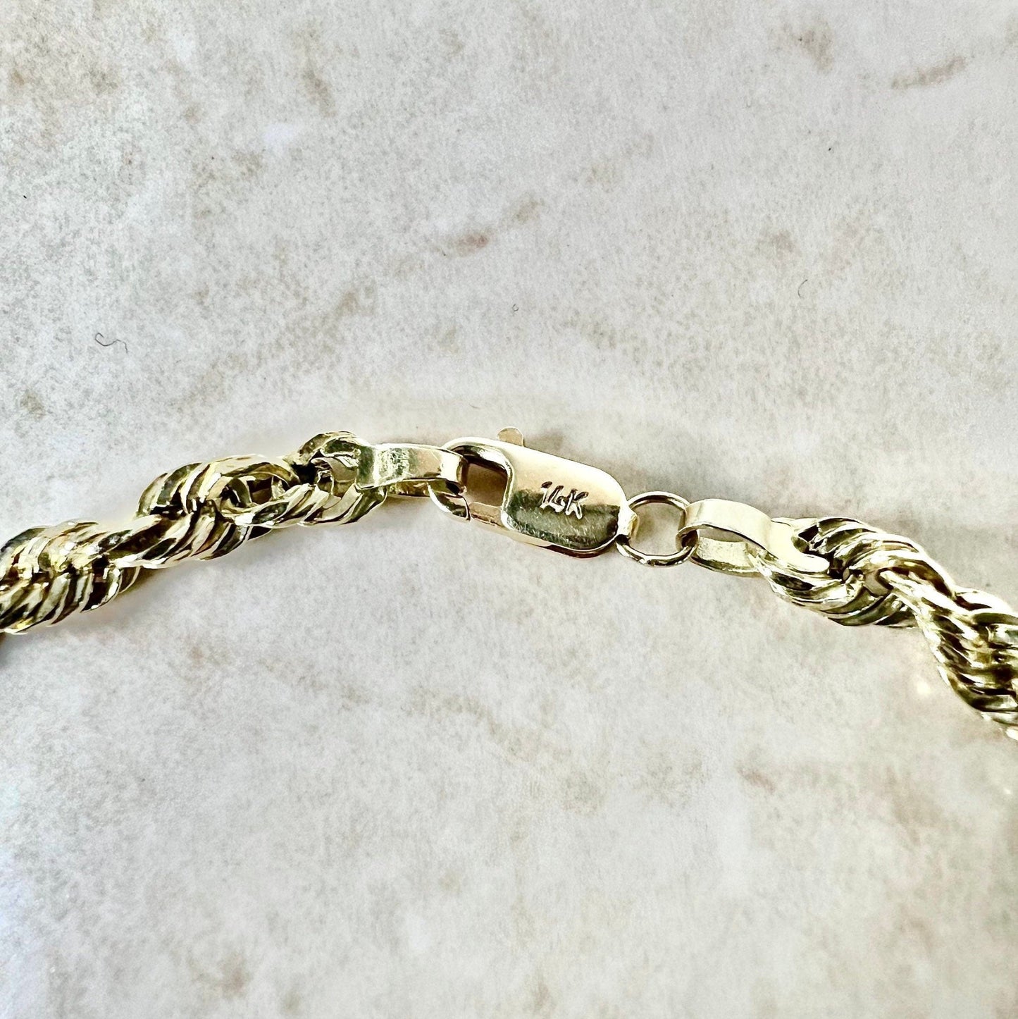 Vintage 14 Karat Yellow Gold Rope Chain Bracelet - WeilJewelry