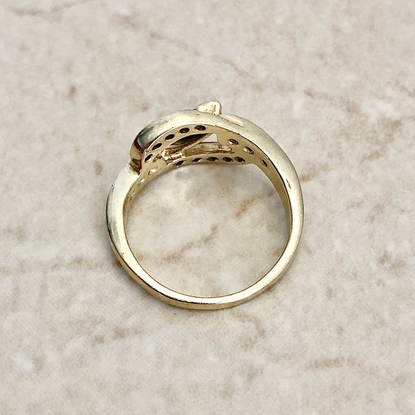 Vintage 14 Karat Yellow Gold Sapphire & Diamond Cocktail Ring - WeilJewelry