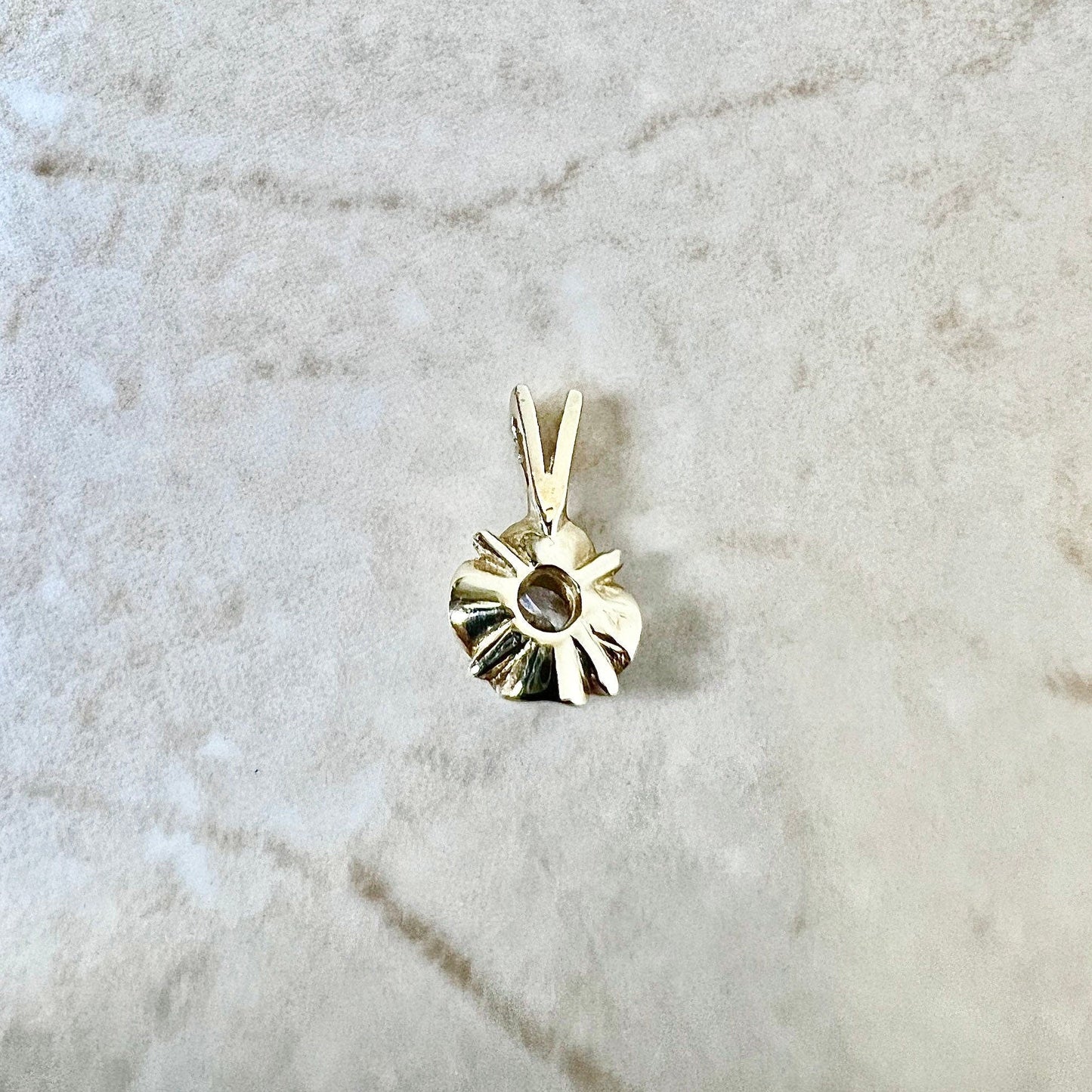 Vintage 14 Karat Yellow Gold Solitaire Diamond Quatrefoil Pendant - WeilJewelry