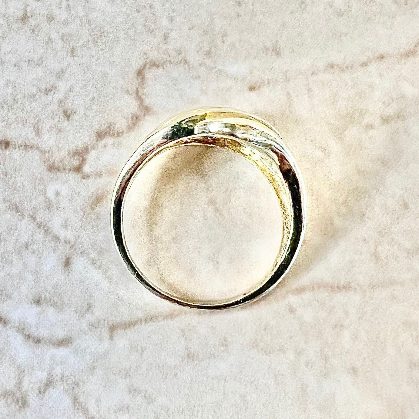 Vintage 14 Karat Yellow Gold Three - Row 0.30 Carat Diamond Cocktail Ring - WeilJewelry