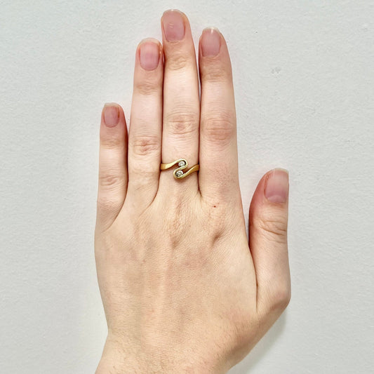 Vintage 18 Karat Yellow Gold 0.20 Carat Diamond Toi Et Moi Ring - WeilJewelry