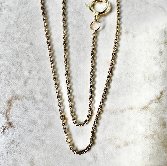 Vintage 18 Karat Yellow Gold 18 Inches Cable Chain Necklace - WeilJewelry
